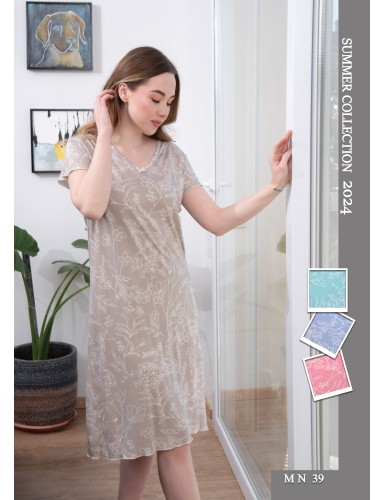 Classic Viscose cotton material printed Nightgown -S24-39
