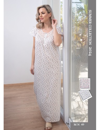 Classic pure cotton printed Nightgown -S24-49